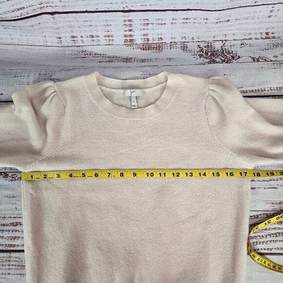 Joie Noely Wool Cashmere Sweater M Ivory Puff Sleeve Pullover Minimalist Classic - Picture 6 of 9